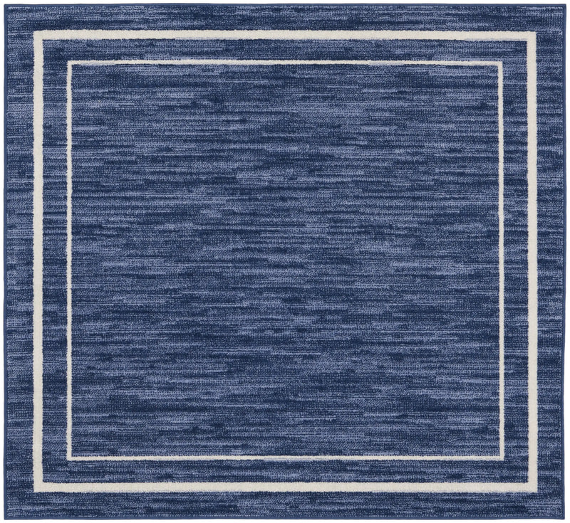 5' Navy Blue And Ivory Square Indoor Outdoor Area Rug Homeroots Outdoor
