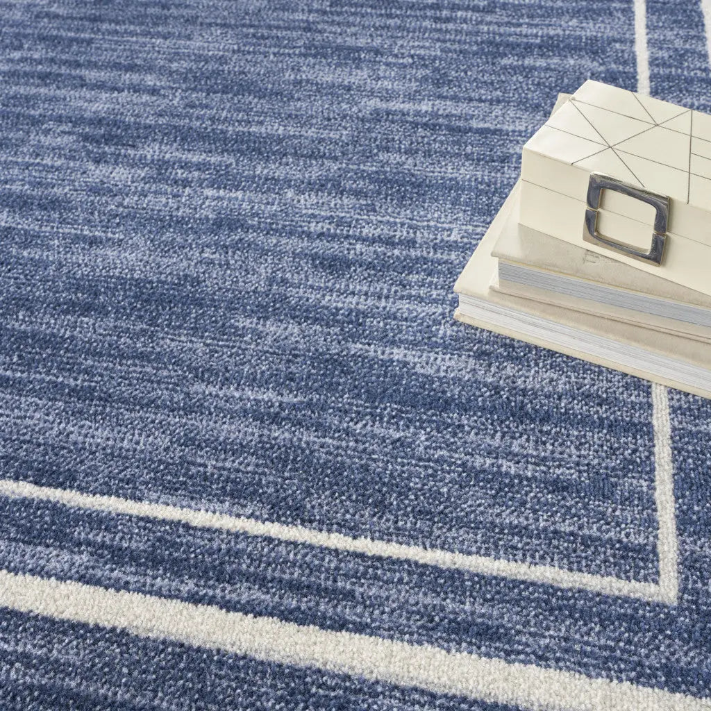 5' Navy Blue And Ivory Square Indoor Outdoor Area Rug Homeroots Outdoor
