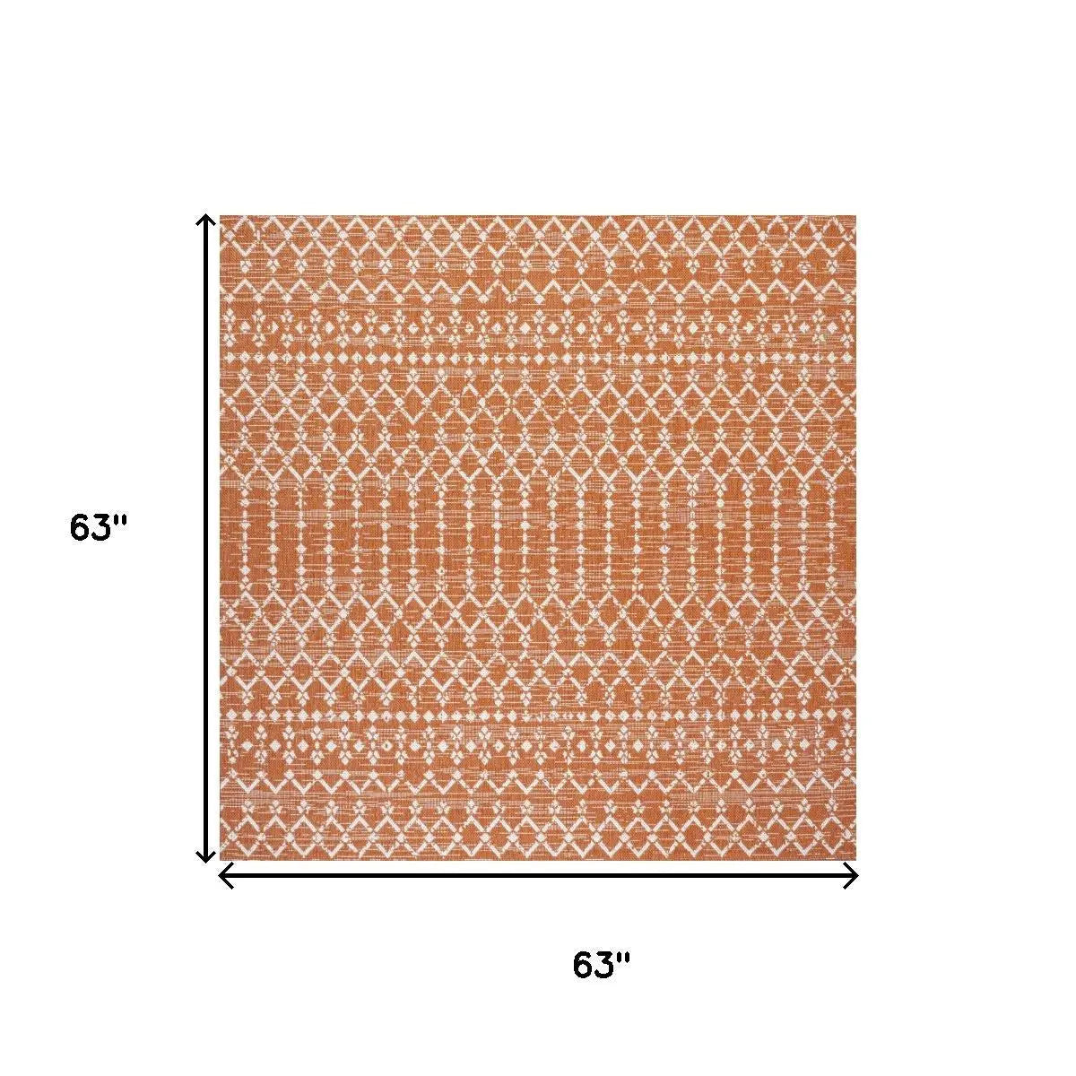 5' Orange And Cream Square Trellis Indoor Outdoor Area Rug Homeroots Outdoor