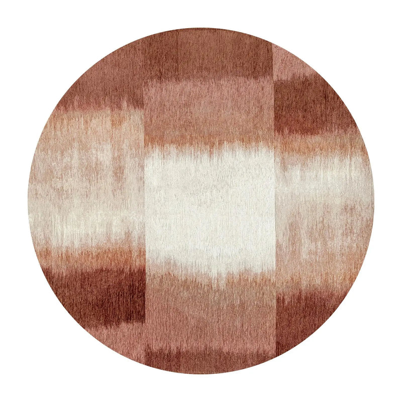5' Red And White Abstract Washable Round Rug With UV Protection Homeroots Home Decor