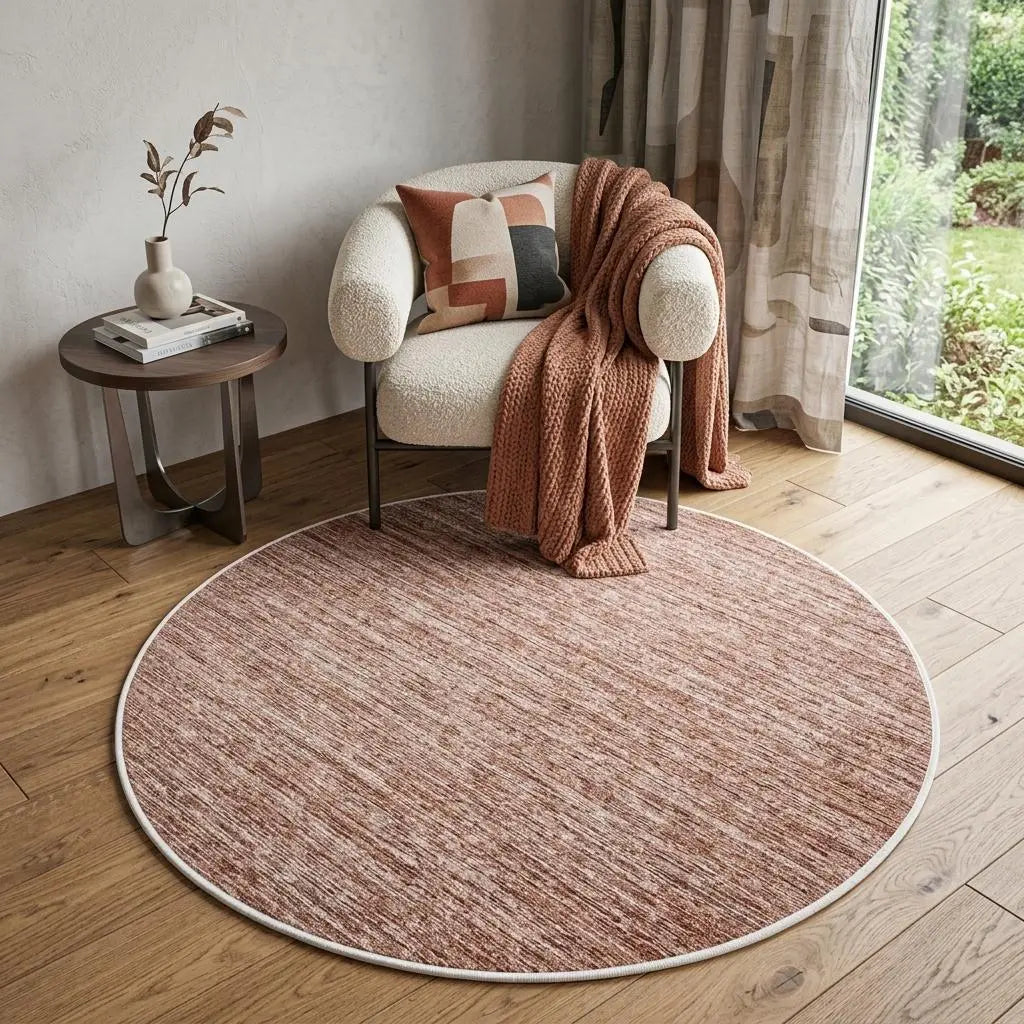 5' Red And White Abstract Washable Round Rug With UV Protection Homeroots Home Decor