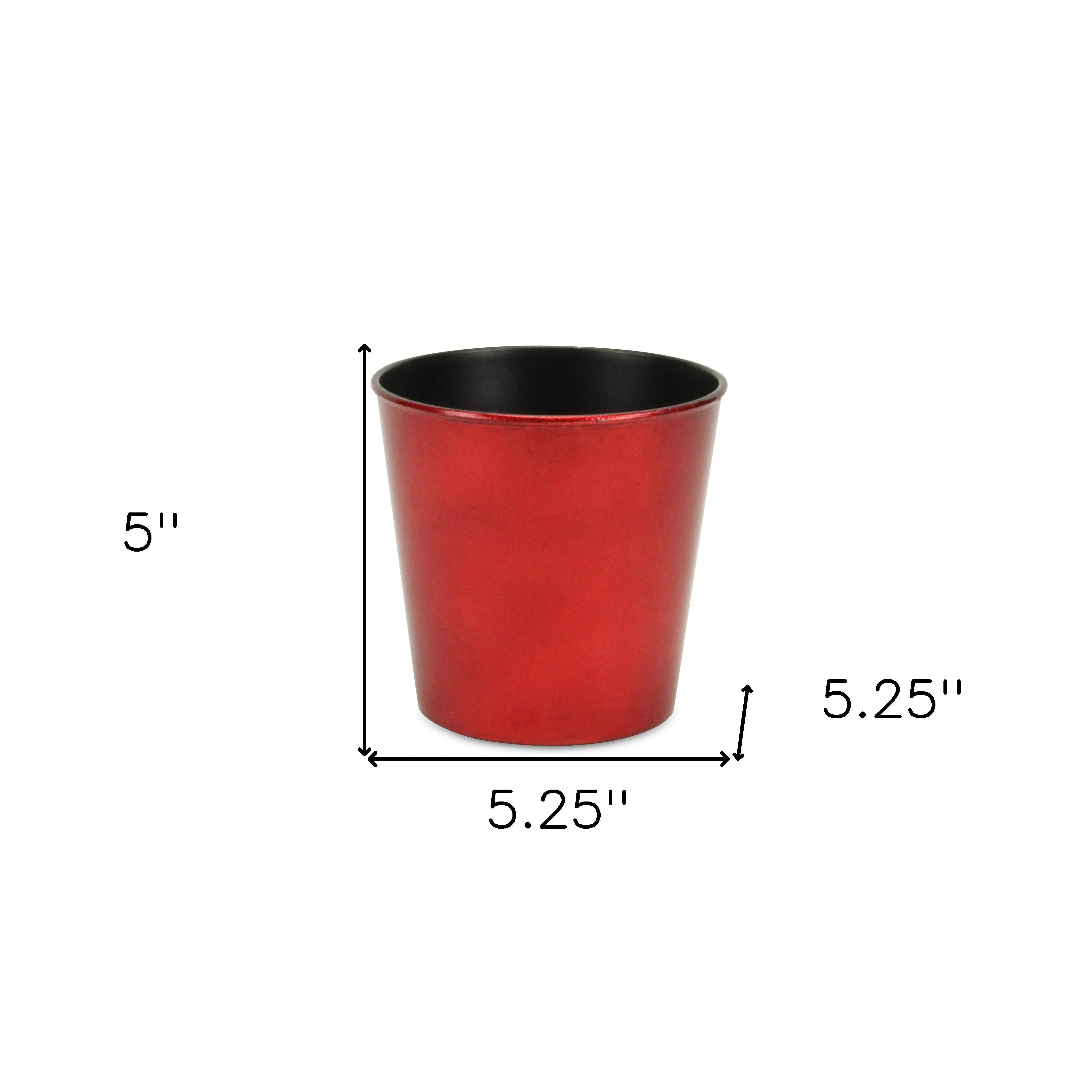 5" Red Recycled Plastic Indoor Outdoor Round Pot Planter Homeroots Outdoor