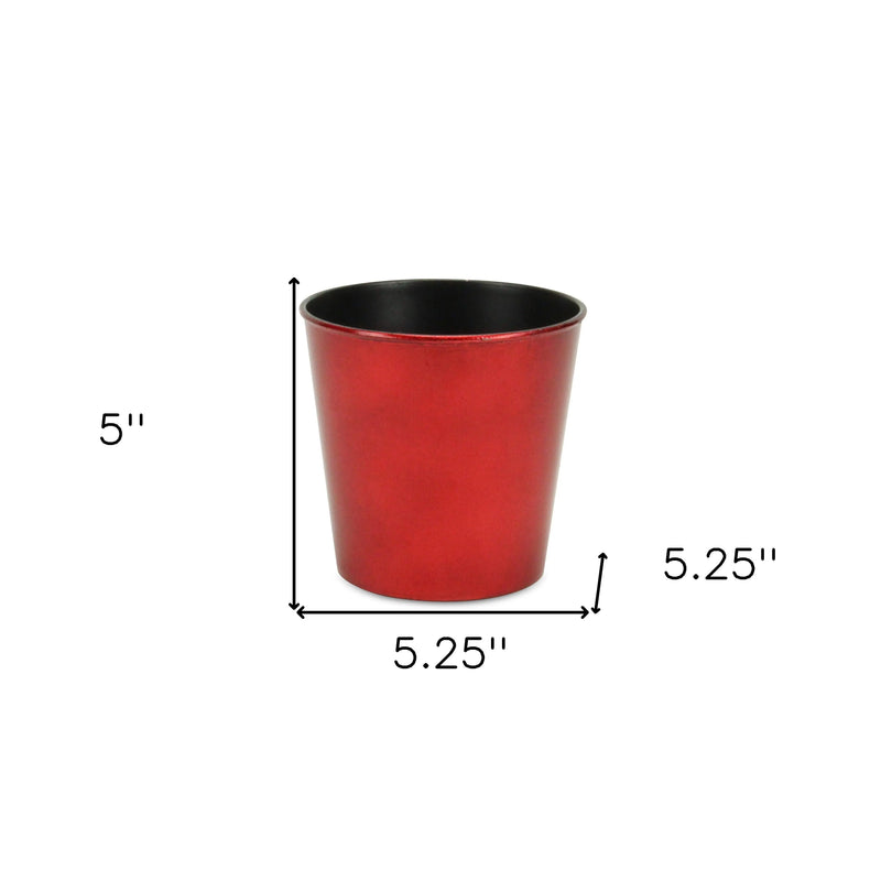 5" Red Recycled Plastic Indoor Outdoor Round Pot Planter Homeroots Outdoor