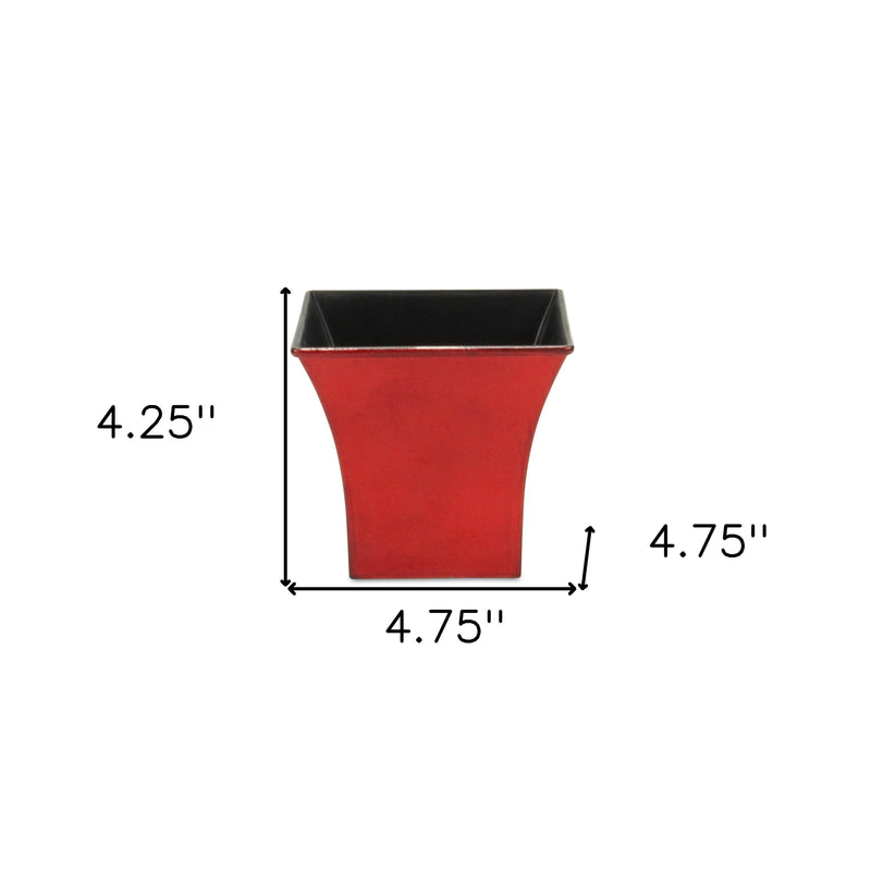 5" Red Recycled Plastic Indoor Outdoor Square Pot Planter Homeroots Outdoor