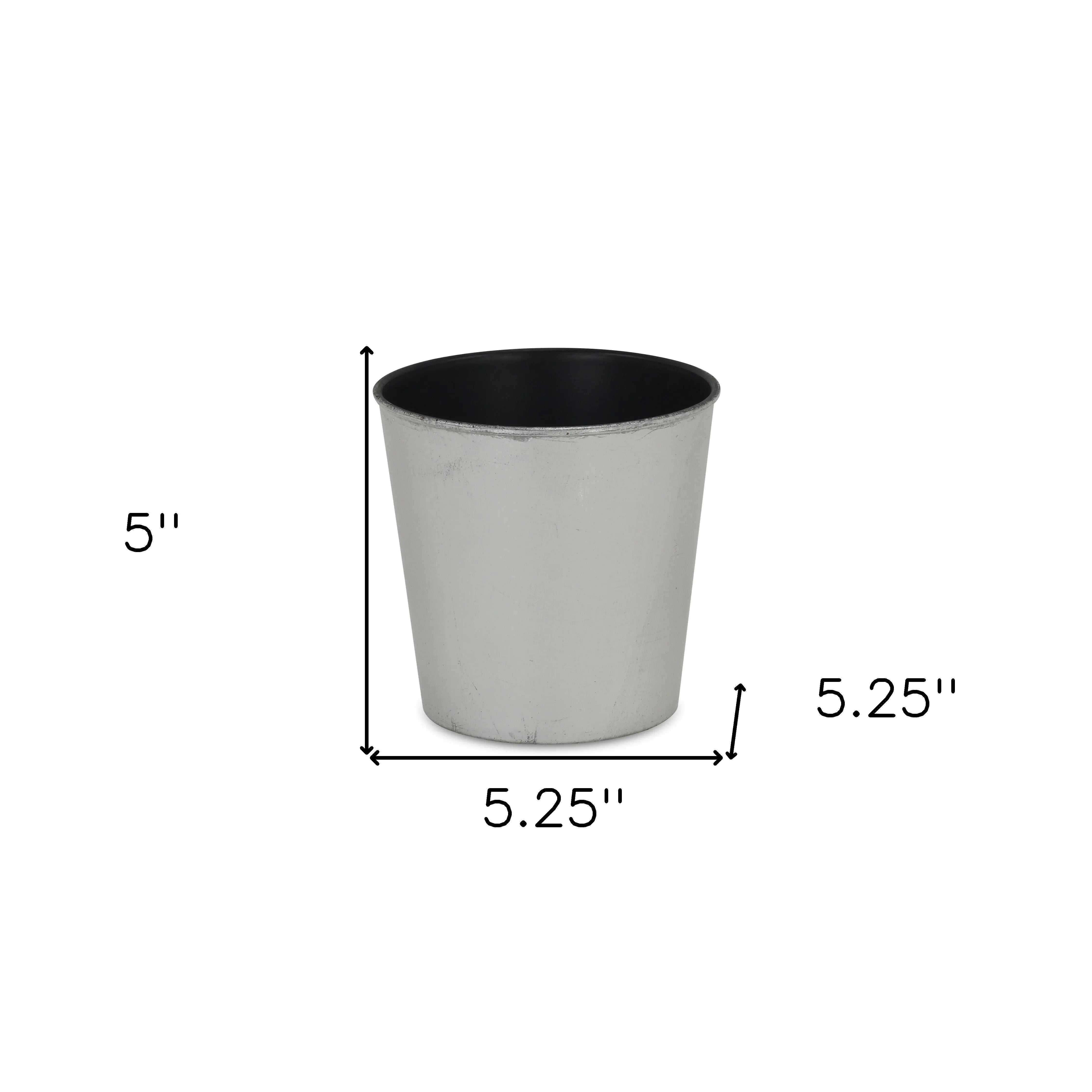 5" Silver Recycled Plastic Indoor Outdoor Round Pot Planter Homeroots Outdoor