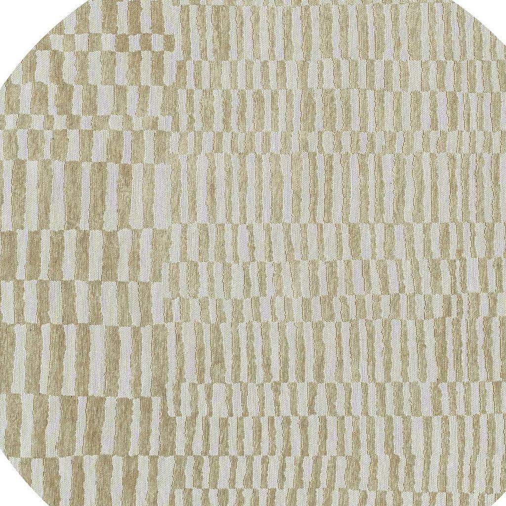 5' Tan And White Abstract Washable Round Rug With UV Protection Homeroots Home Decor