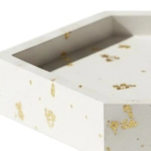 5" White And Gold Resin Handmade Hexagon Trinket Tray Homeroots Kitchen & Dining