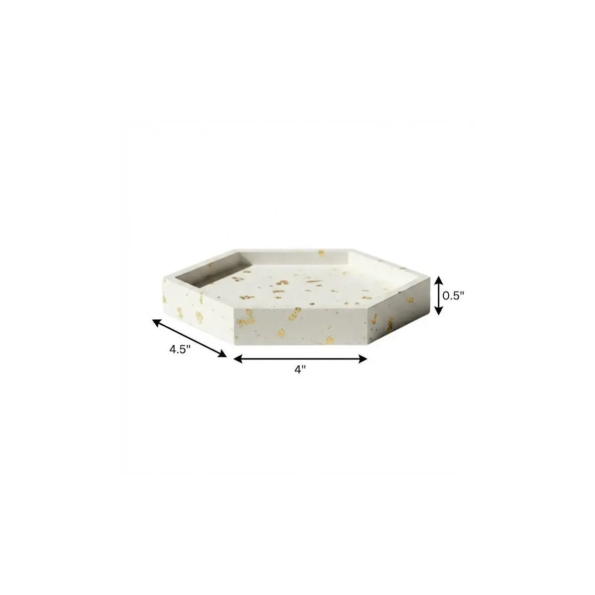 5" White And Gold Resin Handmade Hexagon Trinket Tray Homeroots Kitchen & Dining