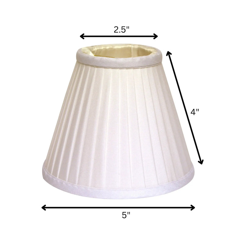 5" White Set of 6 Slanted Pleat Chandelier Silk Lampshades Homeroots