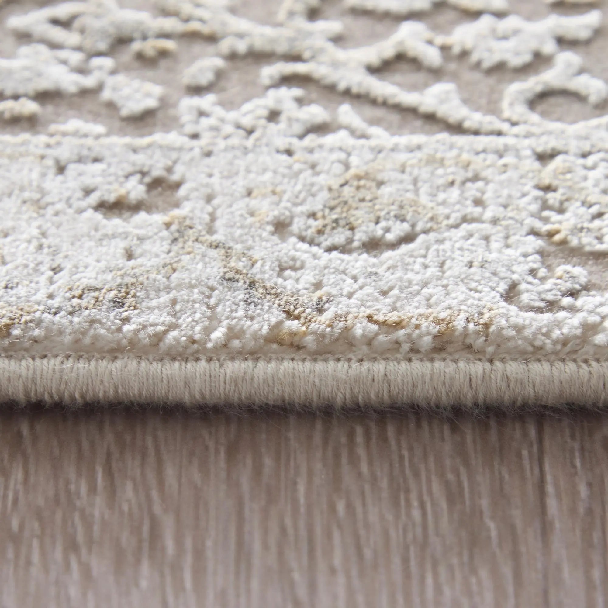 5' X 10' Ivory Taupe And Gold Floral Area Rug With Fringe Homeroots Home Decor