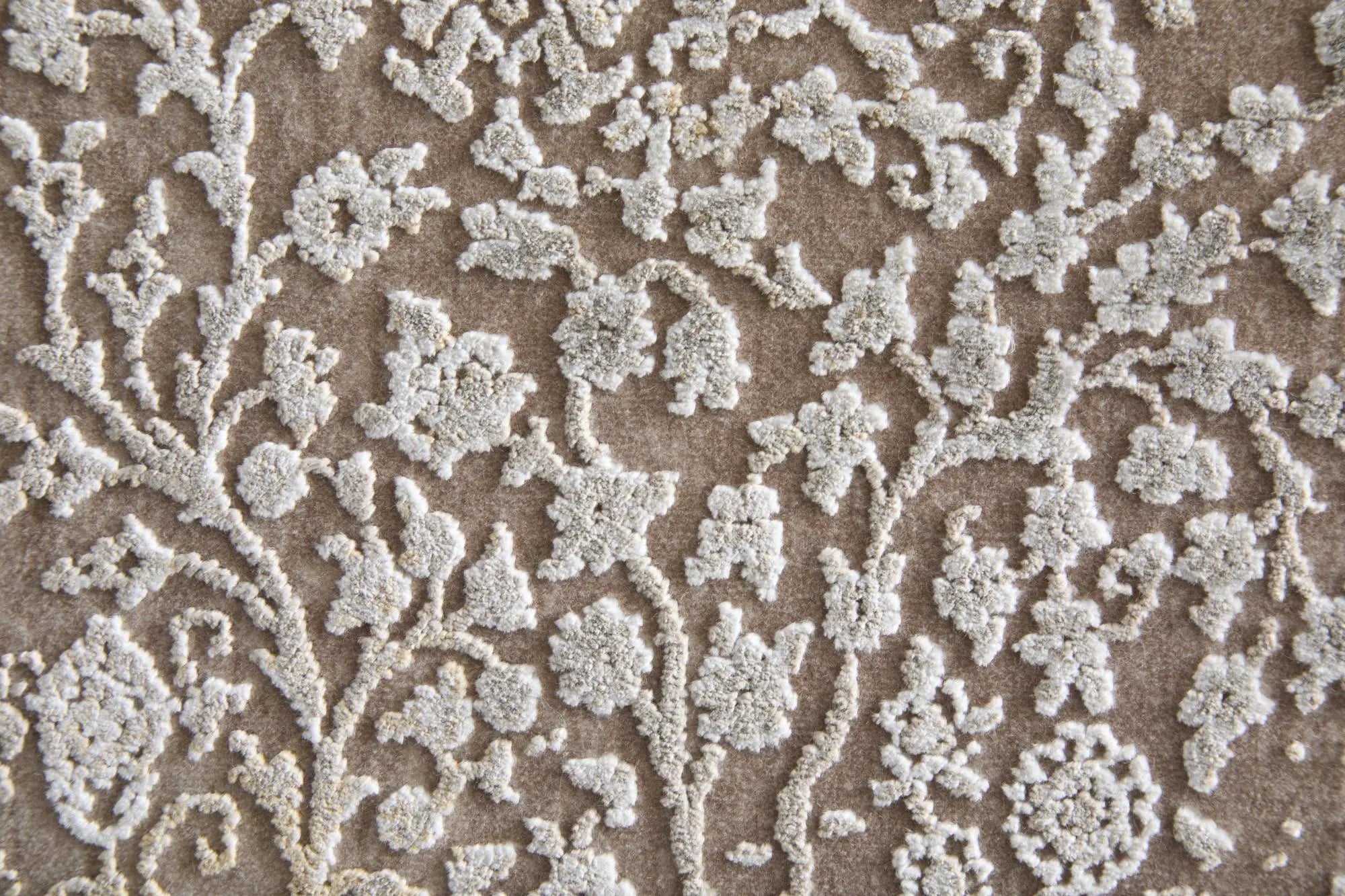 5' X 10' Ivory Taupe And Gold Floral Area Rug With Fringe Homeroots Home Decor