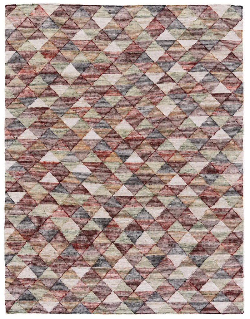 5' X 10' Red Blue And Green Geometric Hand Woven Area Rug Homeroots Home Decor