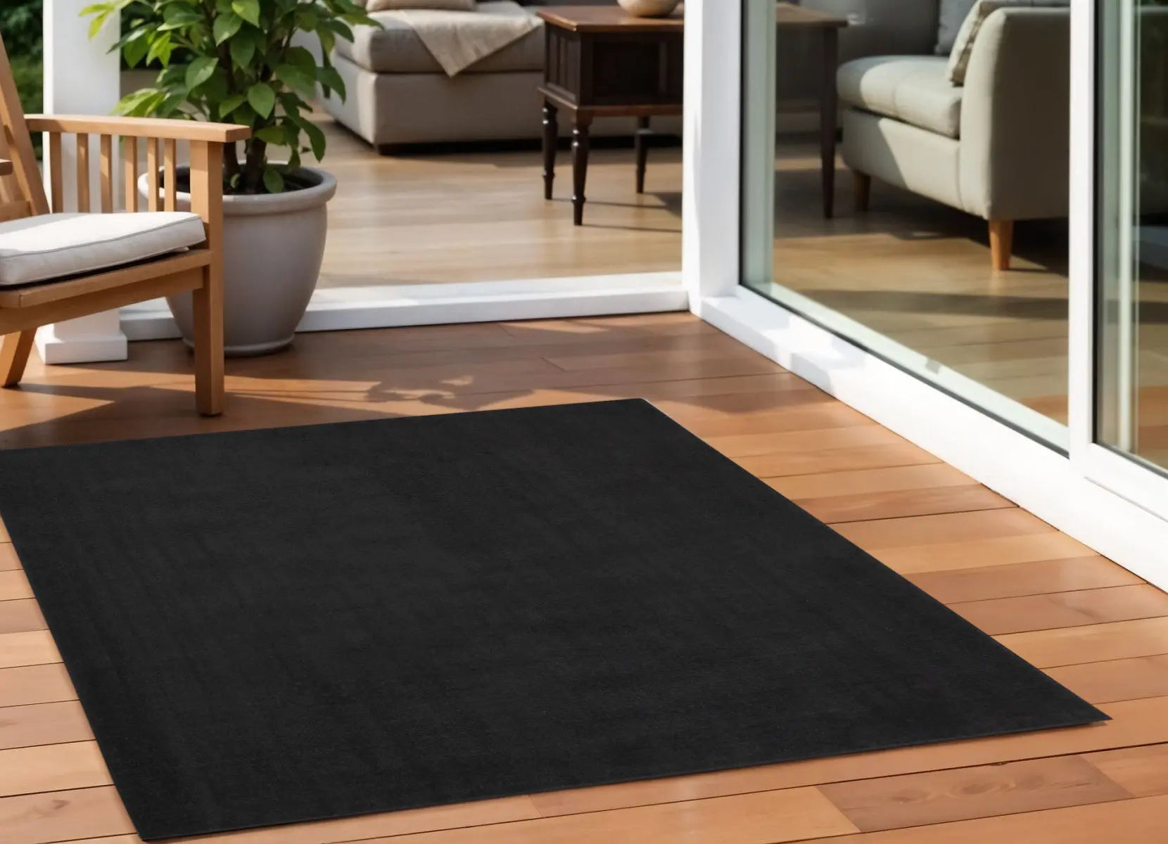 5' X 5' Black Square Indoor Outdoor Area Rug Homeroots Outdoor