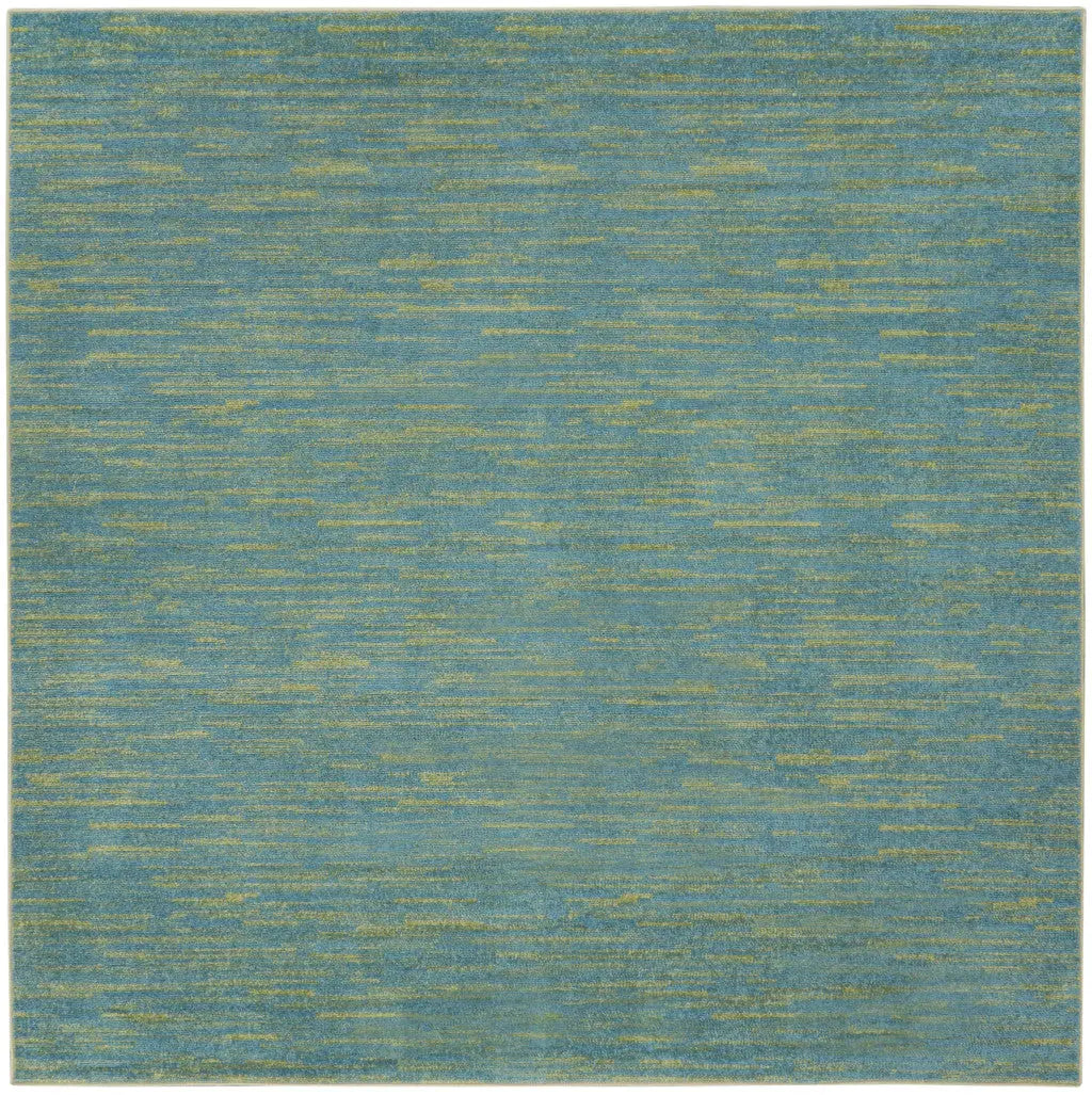5' X 5' Blue And Green Square Indoor Outdoor Area Rug - GreatEagleInc