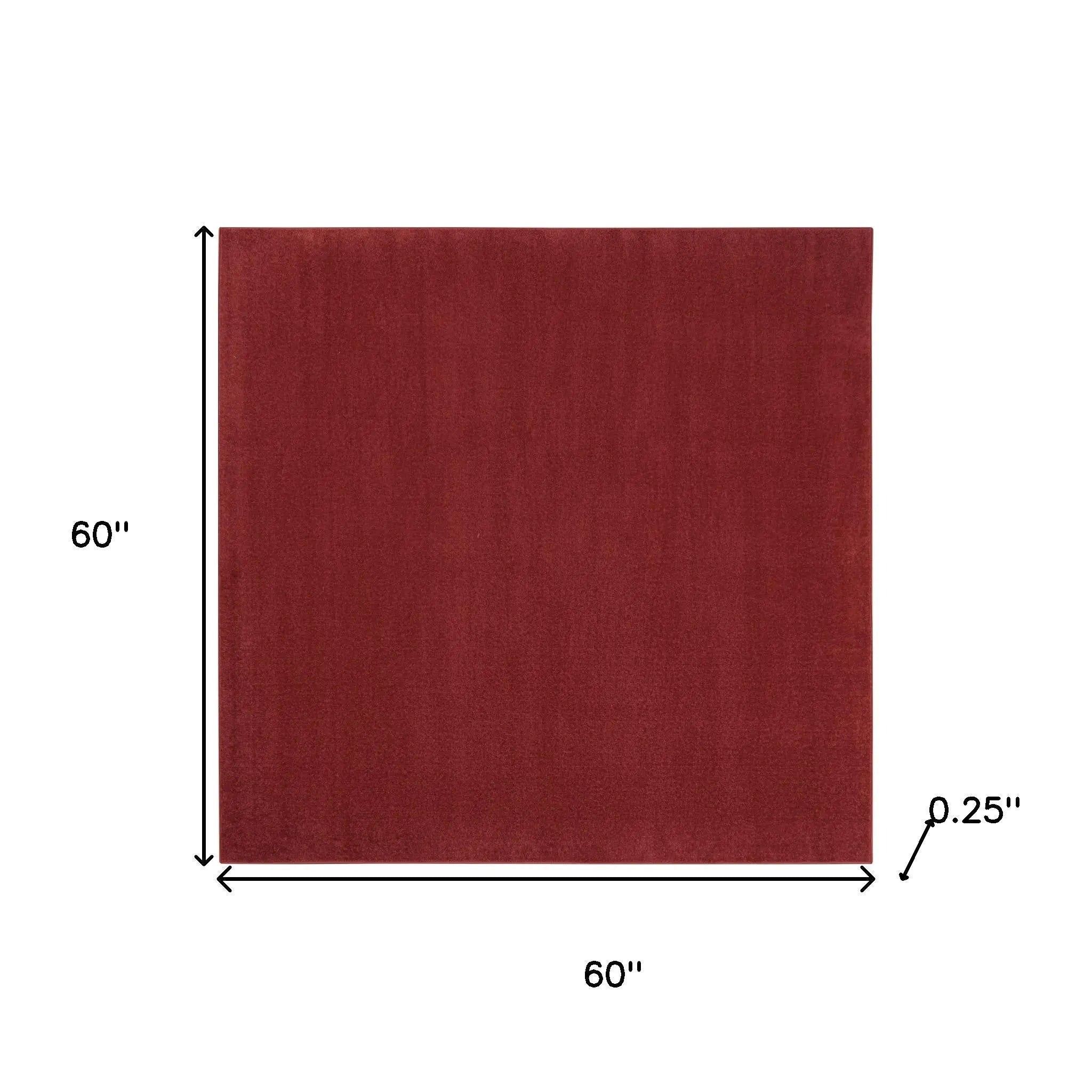 5' X 5' Brick Red Square Indoor Outdoor Area Rug Homeroots Outdoor