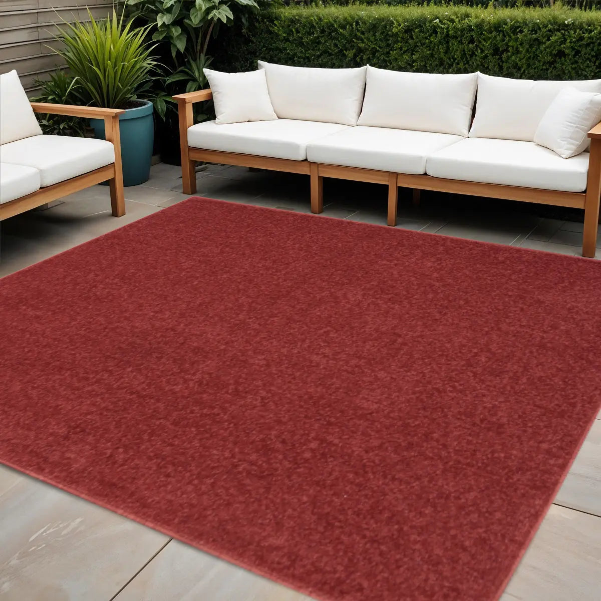 5' X 5' Brick Red Square Indoor Outdoor Area Rug Homeroots Outdoor