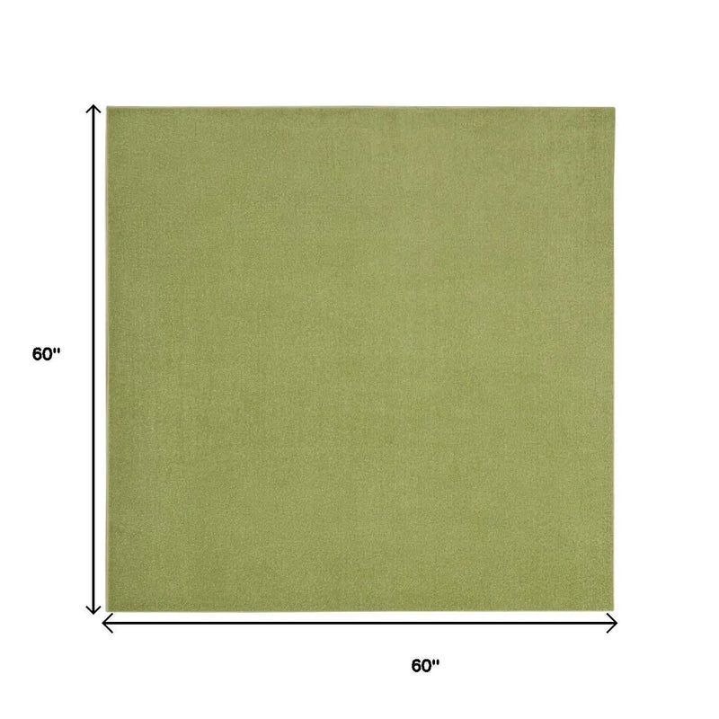 5' X 5' Green Square Indoor Outdoor Area Rug - GreatEagleInc