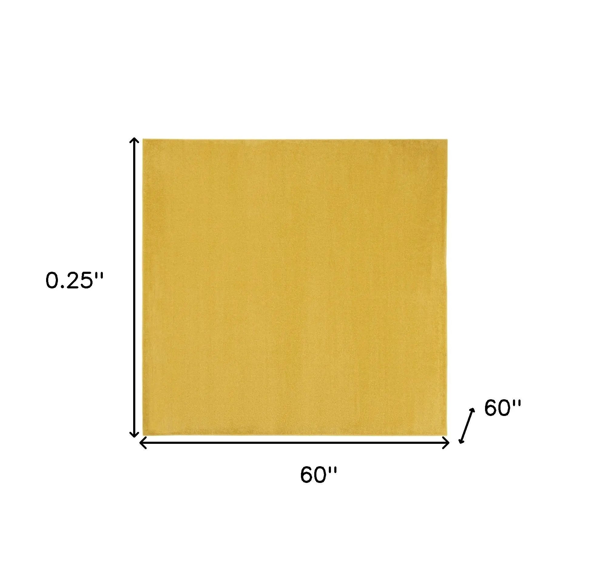 5' X 5' Yellow Square Indoor Outdoor Area Rug Homeroots Outdoor