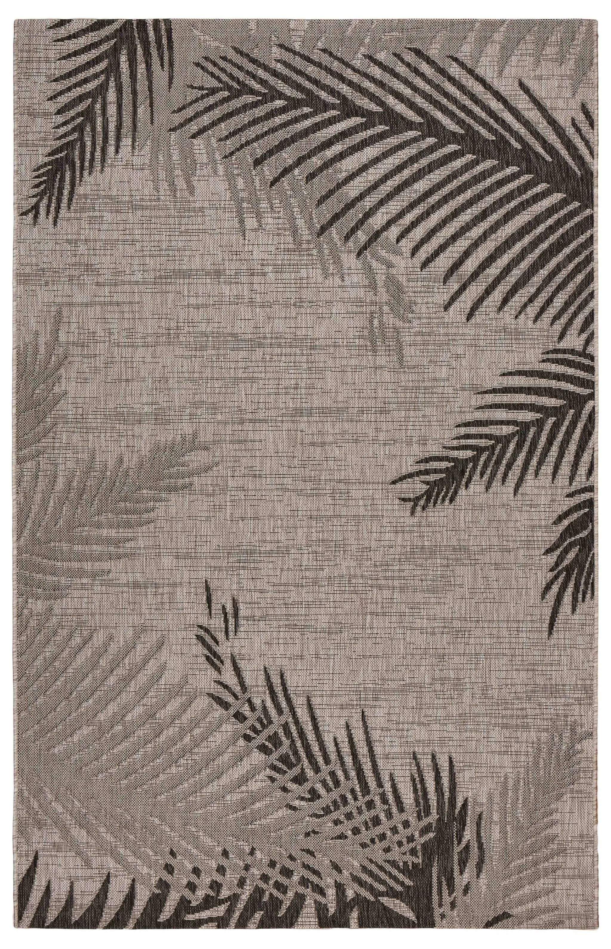 5' X 7' Beige And Gray Palm Leaf Indoor Outdoor Area Rug Homeroots Outdoor