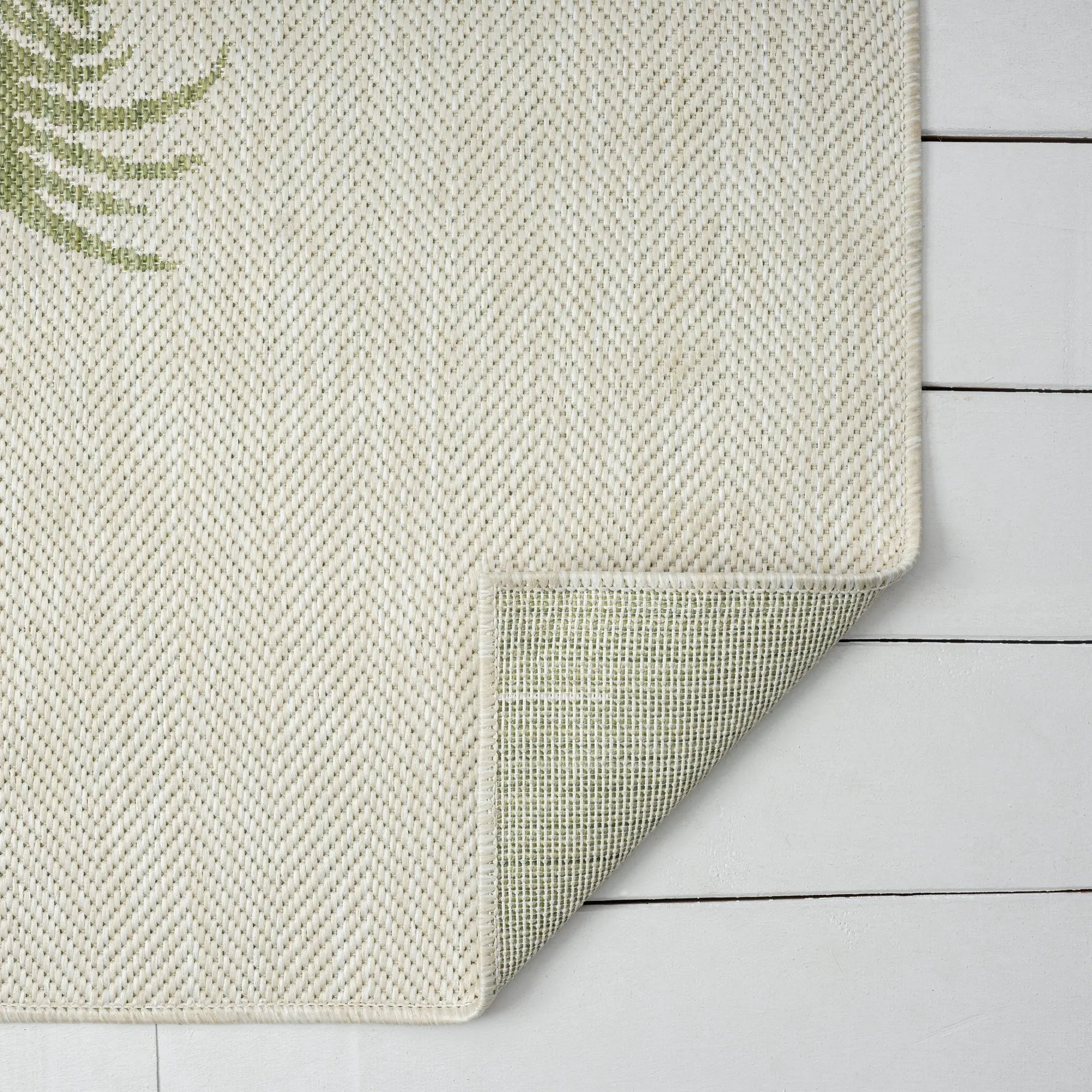 5' X 7' Beige And Green Palm Tree Indoor Outdoor Area Rug Homeroots Outdoor