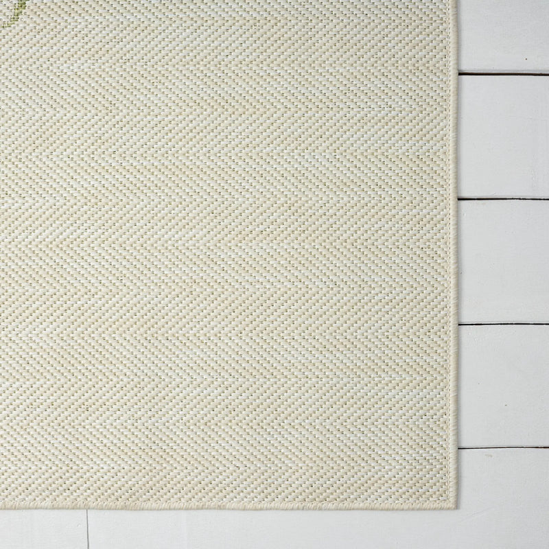 5' X 7' Beige And Green Palm Tree Indoor Outdoor Area Rug Homeroots Outdoor
