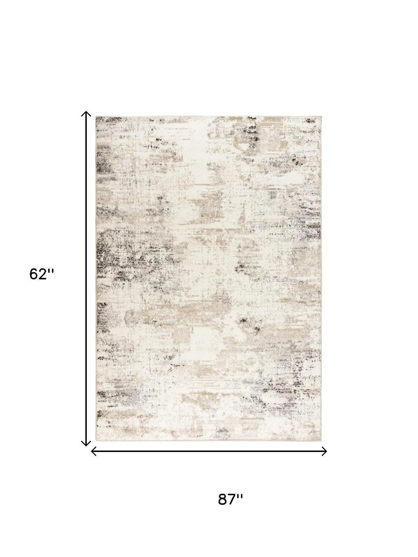 5' X 7' Beige Ivory And Black Abstract Area Rug Homeroots Home Decor