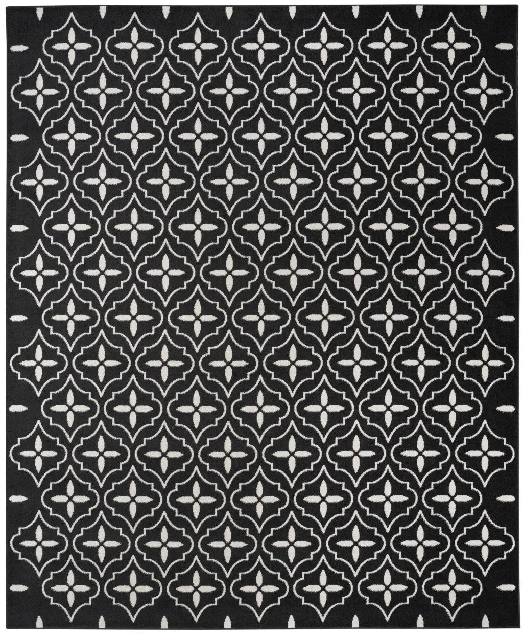 5' X 7' Black And Ivory Geometric Indoor Outdoor Area Rug Homeroots Outdoor