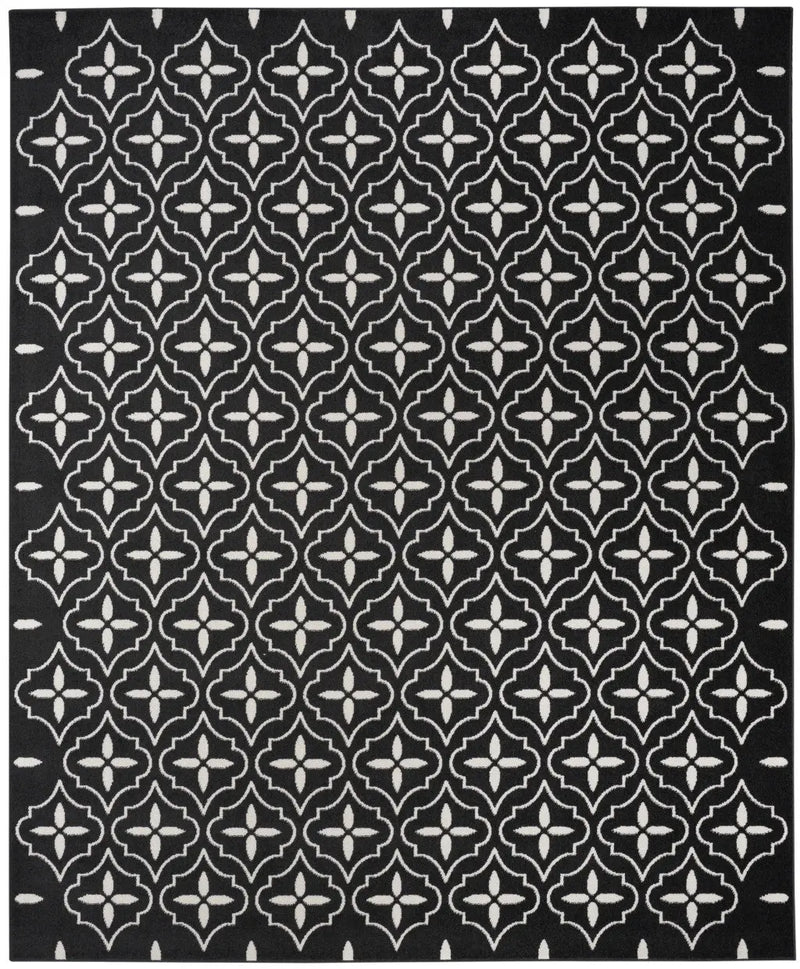 5' X 7' Black And Ivory Geometric Indoor Outdoor Area Rug Homeroots Outdoor