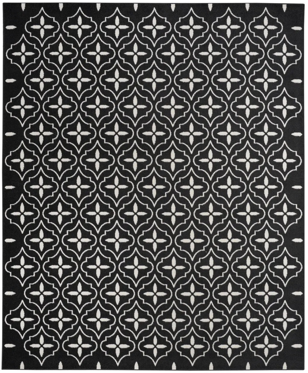 5' X 7' Black And Ivory Geometric Indoor Outdoor Area Rug Homeroots Outdoor