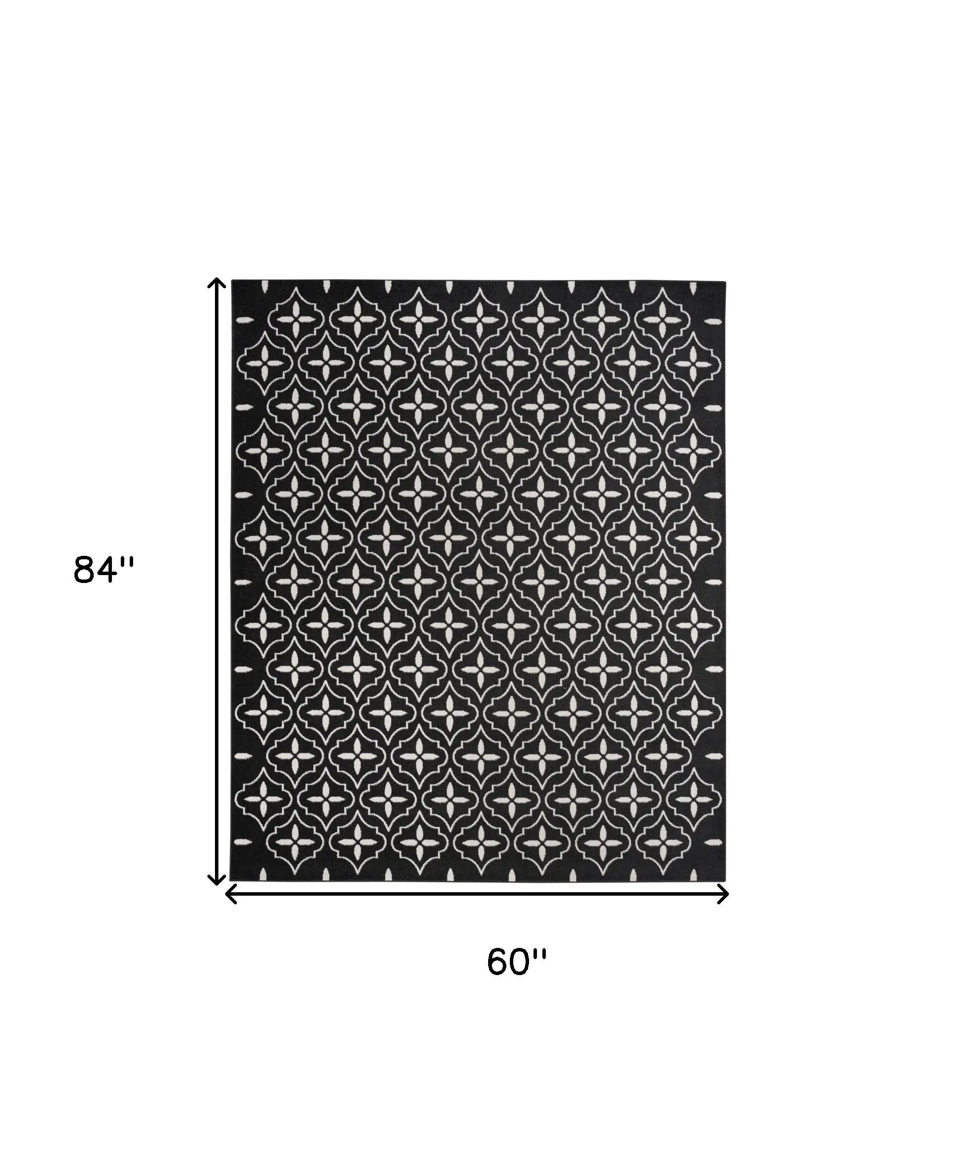 5' X 7' Black And Ivory Geometric Indoor Outdoor Area Rug Homeroots Outdoor