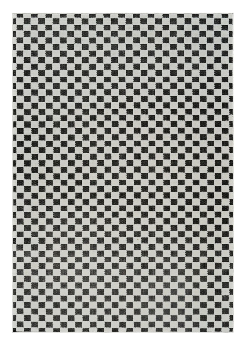 5' X 7' Black and White Geometric Distressed Indoor Outdoor Area Rug Homeroots Outdoor