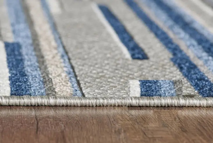 5' X 7' Blue Abstract Stain Resistant Indoor Outdoor Area Rug Homeroots Outdoor