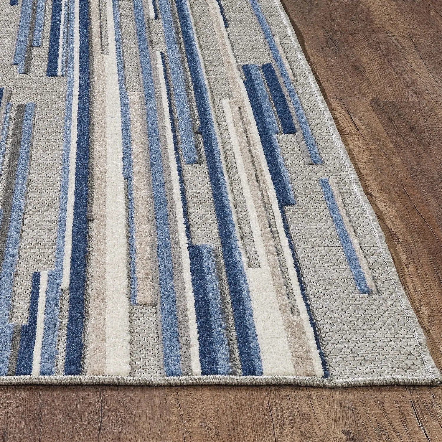 5' X 7' Blue Abstract Stain Resistant Indoor Outdoor Area Rug Homeroots Outdoor