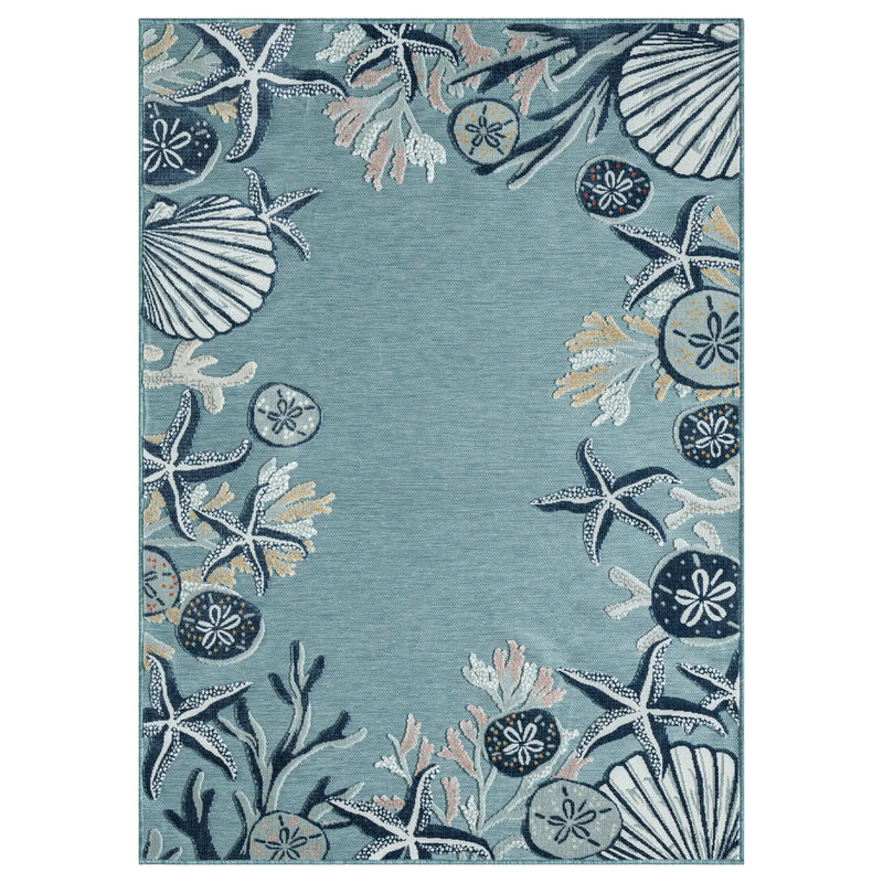 5' X 7' Blue And Beige Coral Area Rug Homeroots Home Decor