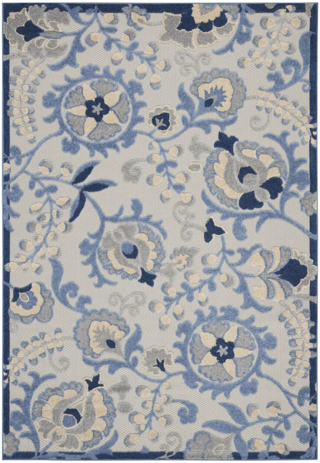 5' X 7' Blue And Gray Indoor Outdoor Area Rug - GreatEagleInc