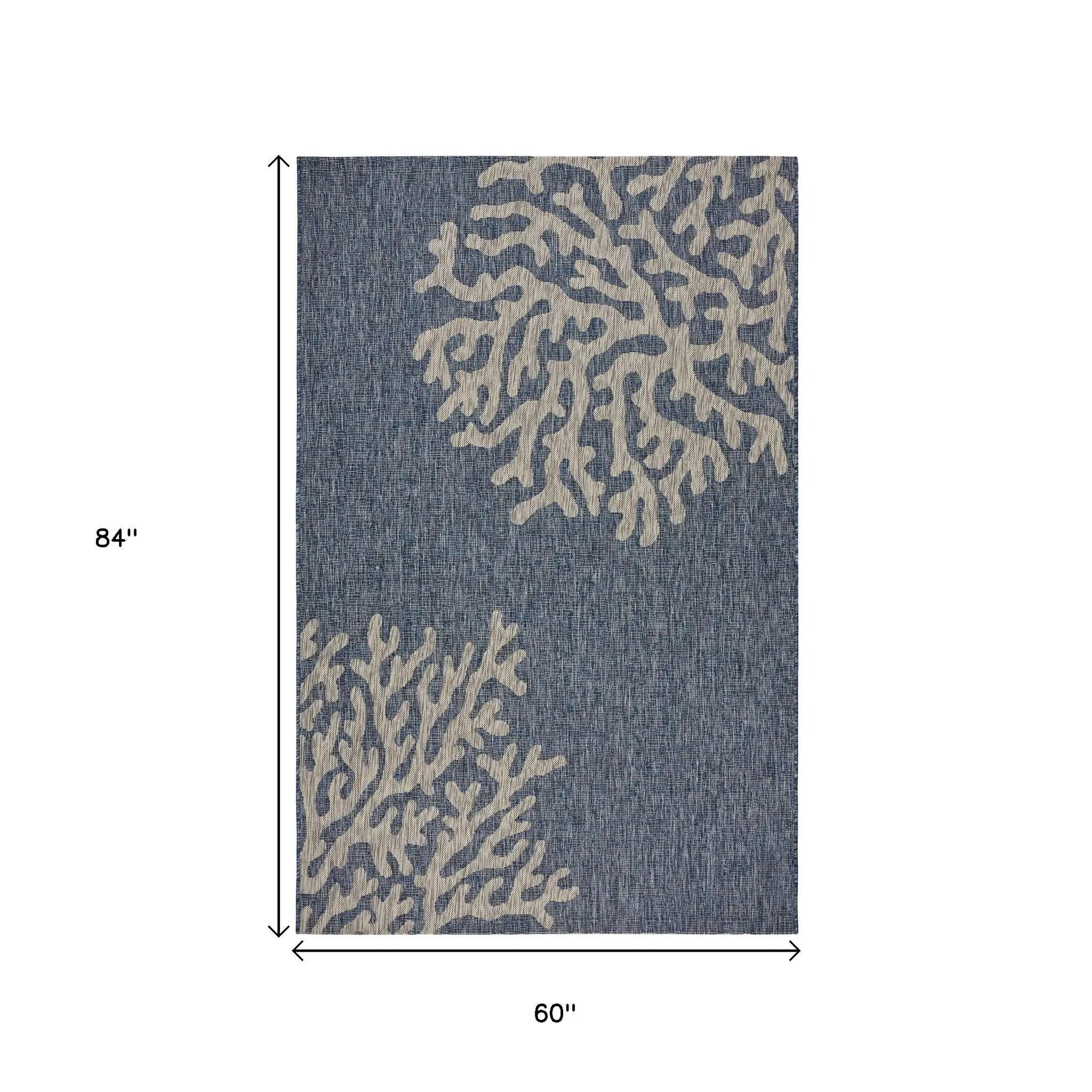 5' X 7' Blue And Gray Indoor Outdoor Area Rug Homeroots Outdoor