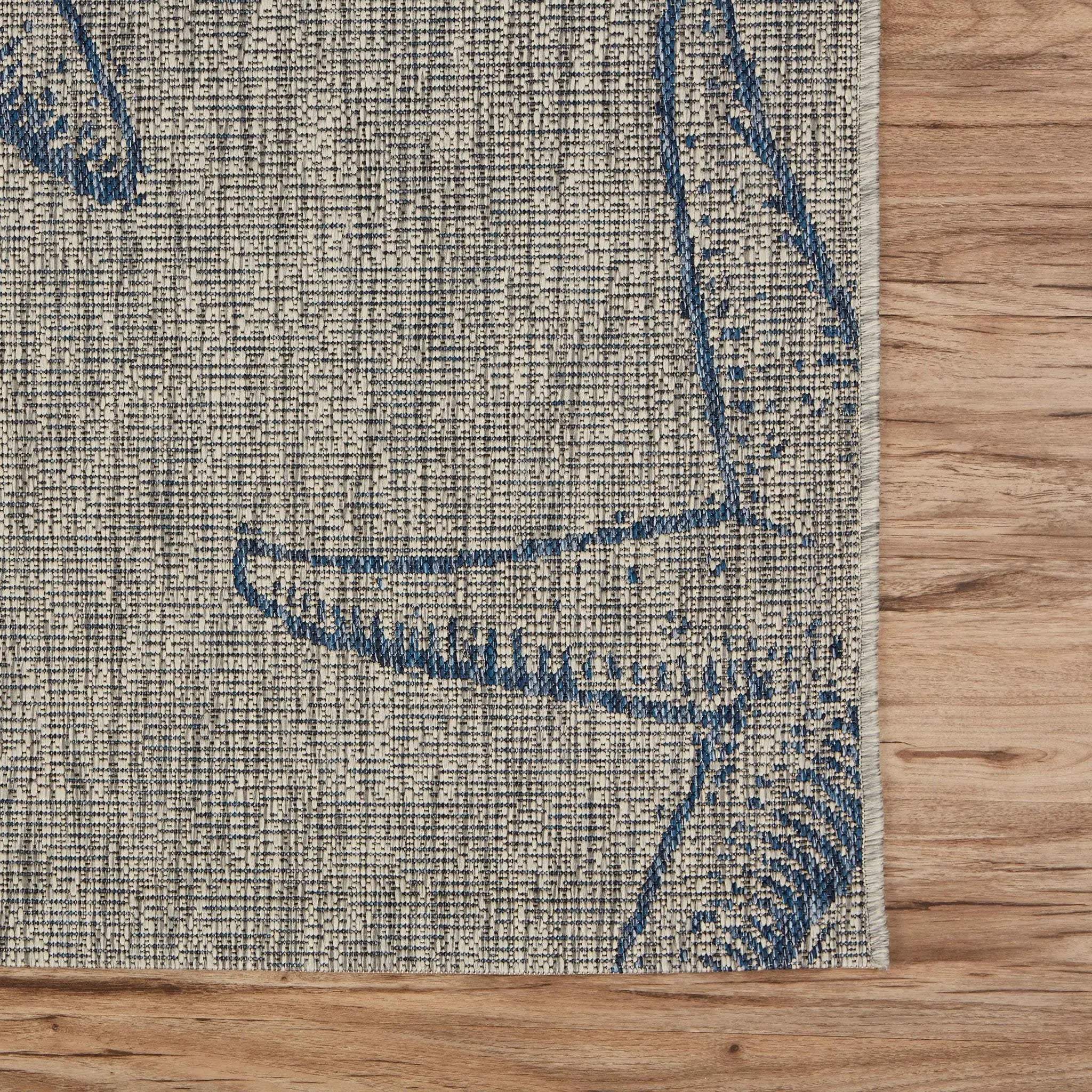 5' X 7' Blue And Gray Starfish Indoor Outdoor Area Rug Homeroots Outdoor