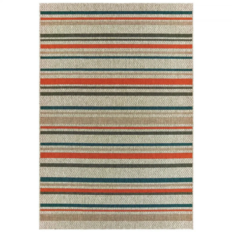 5' X 7' Blue And Gray Striped Indoor Outdoor Area Rug Homeroots Outdoor