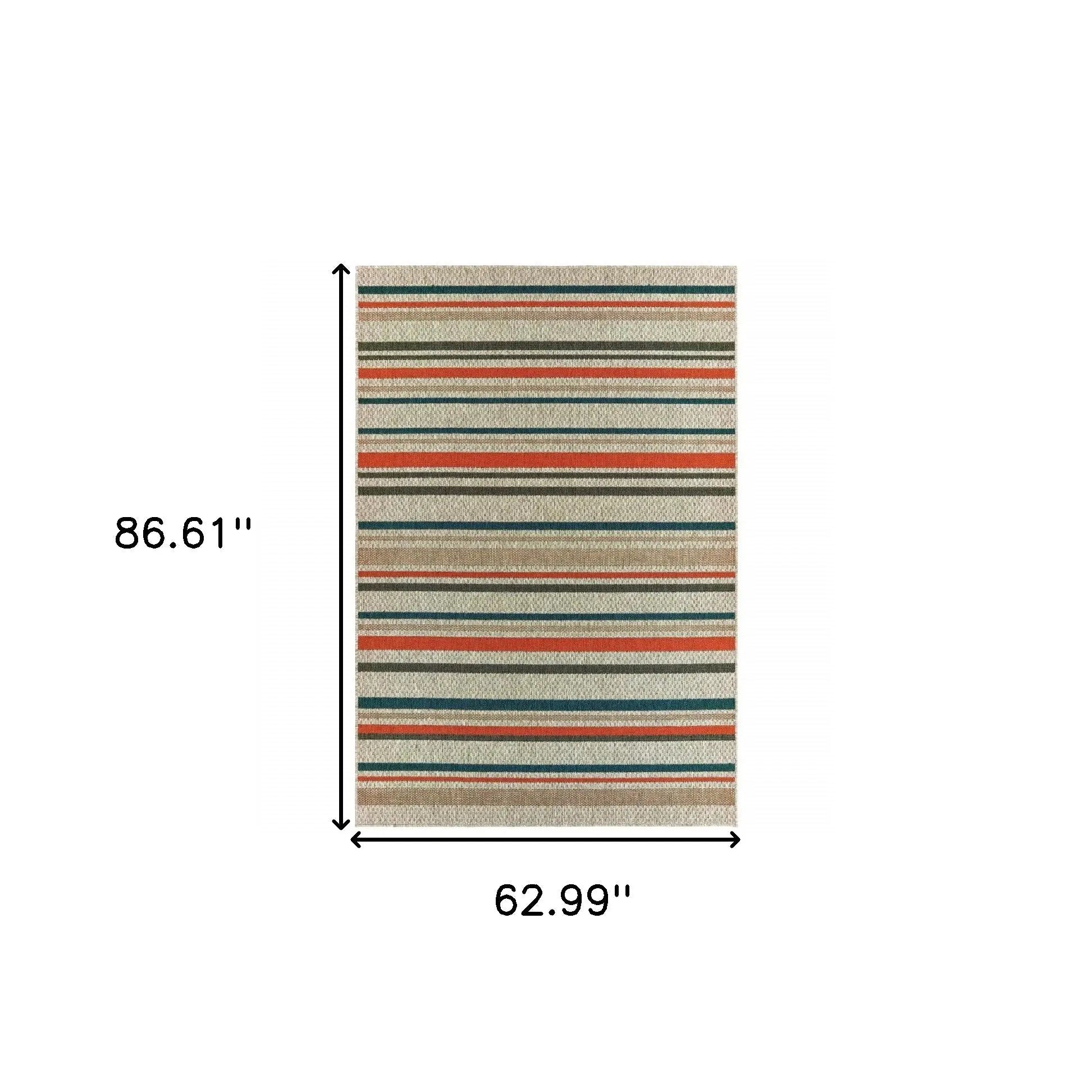 5' X 7' Blue And Gray Striped Indoor Outdoor Area Rug Homeroots Outdoor