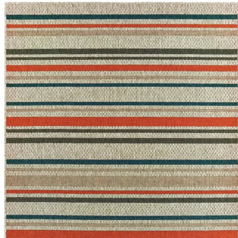 5' X 7' Blue And Gray Striped Indoor Outdoor Area Rug Homeroots Outdoor