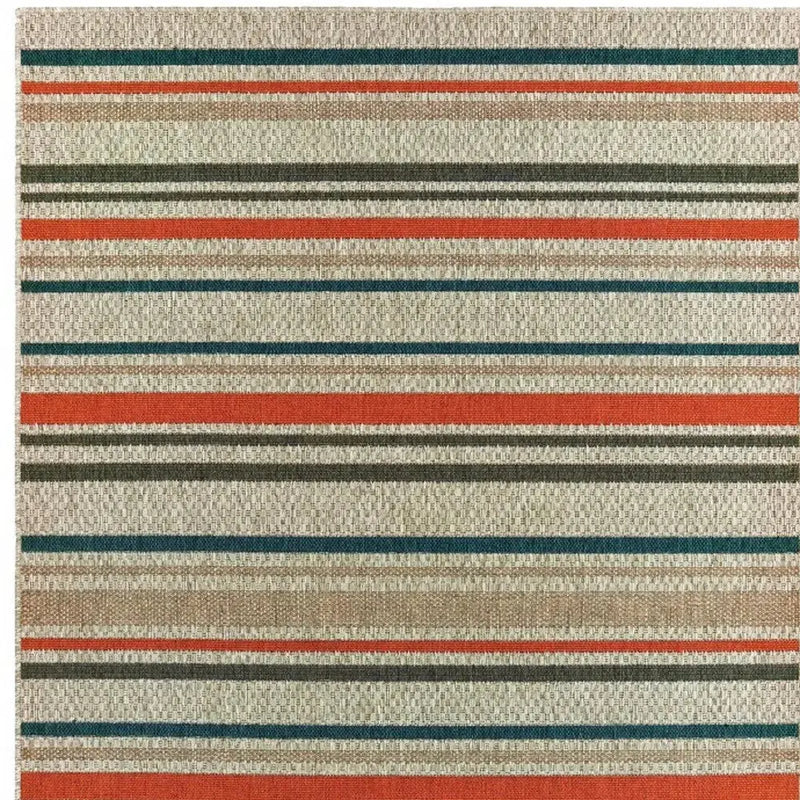 5' X 7' Blue And Gray Striped Indoor Outdoor Area Rug Homeroots Outdoor