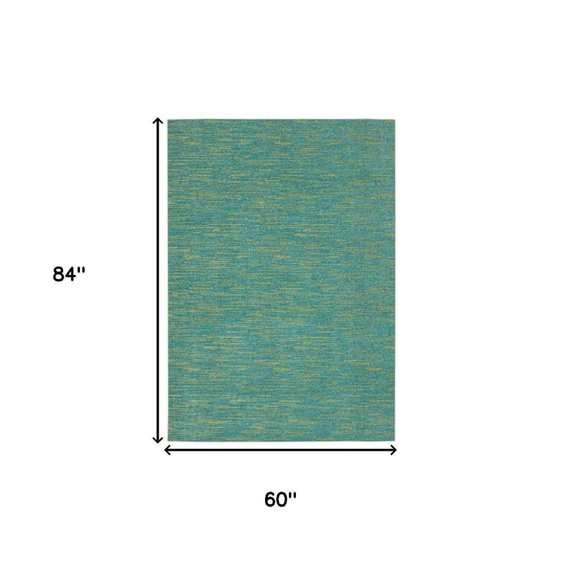 5' X 7' Blue And Green Indoor Outdoor Area Rug Homeroots Outdoor