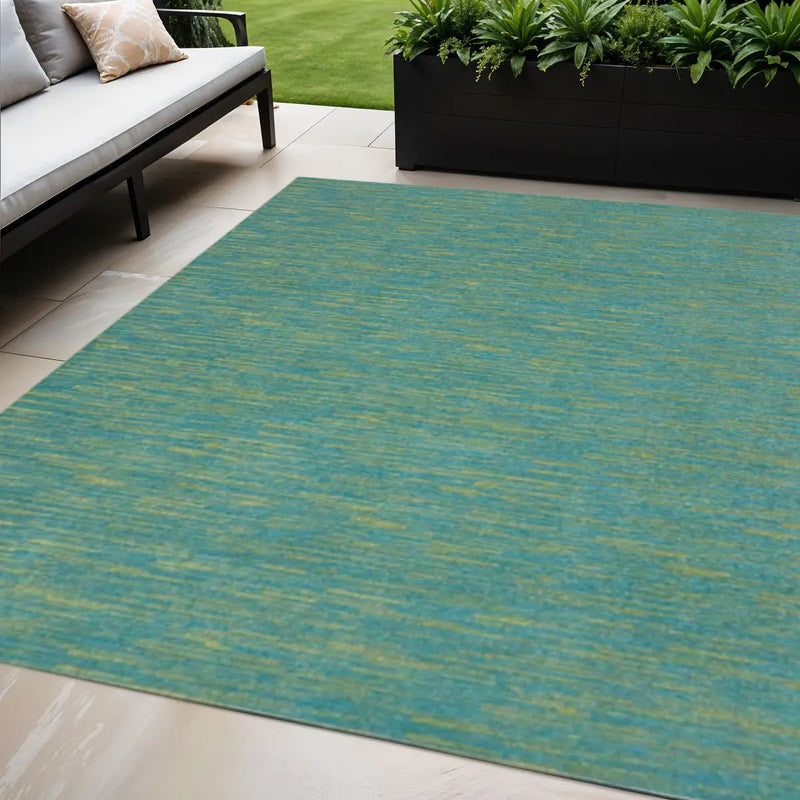 5' X 7' Blue And Green Indoor Outdoor Area Rug Homeroots Outdoor