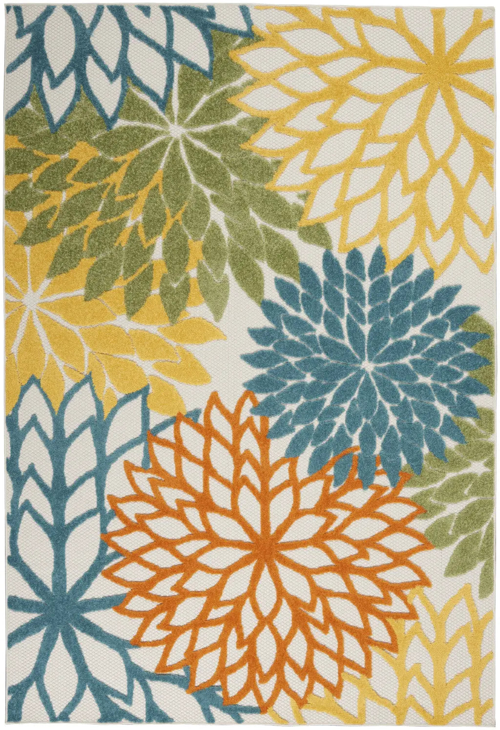 5' X 7' Blue And Yellow Indoor Outdoor Area Rug - GreatEagleInc