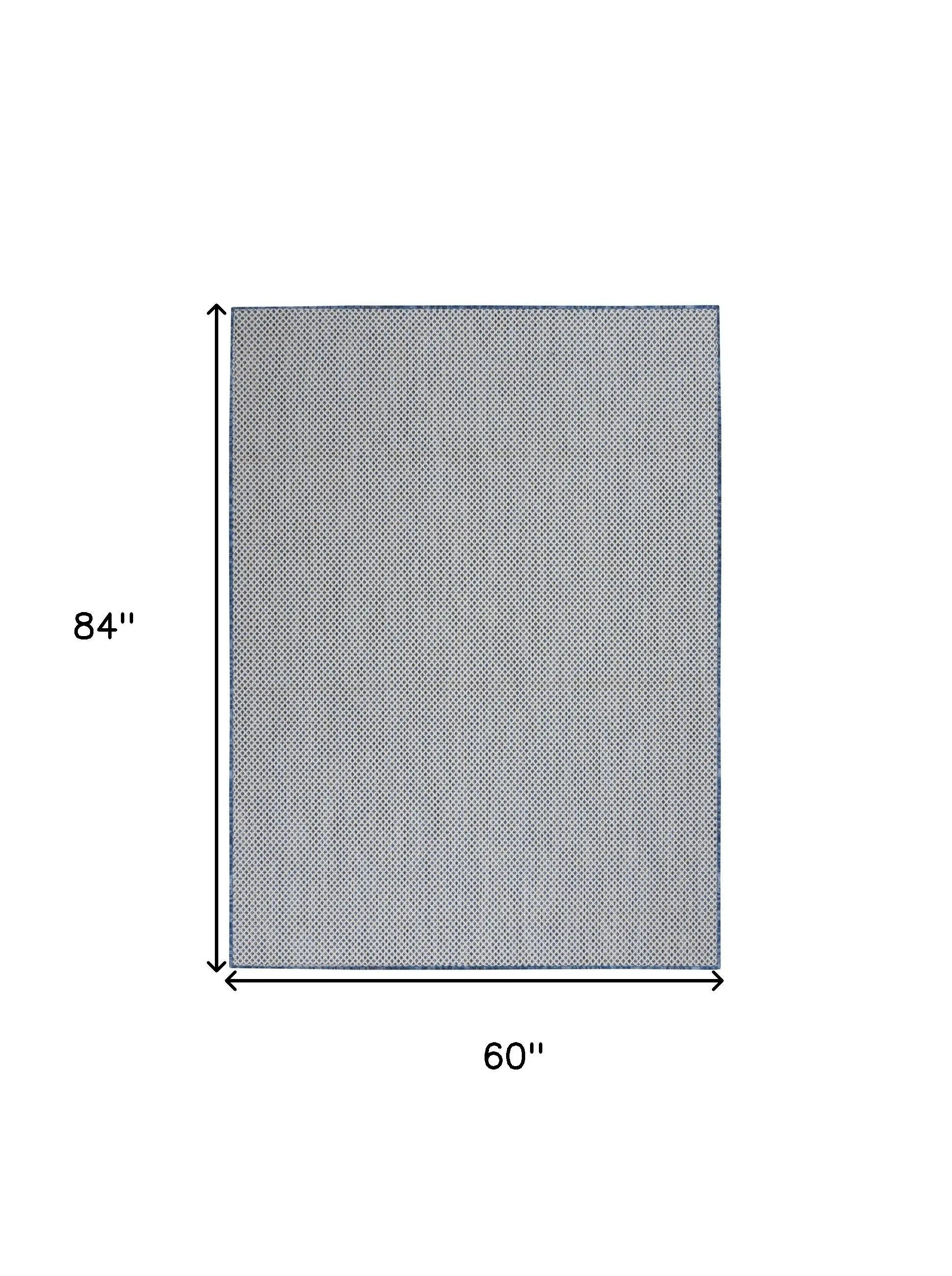 5' X 7' Blue Geometric Power Loom Area Rug Homeroots Outdoor