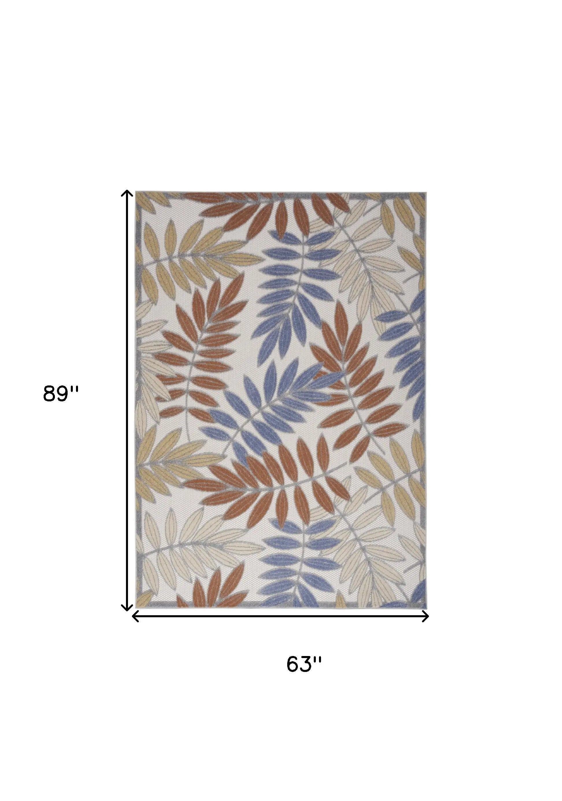 5' X 7' Blue Indoor Outdoor Area Rug Homeroots Outdoor