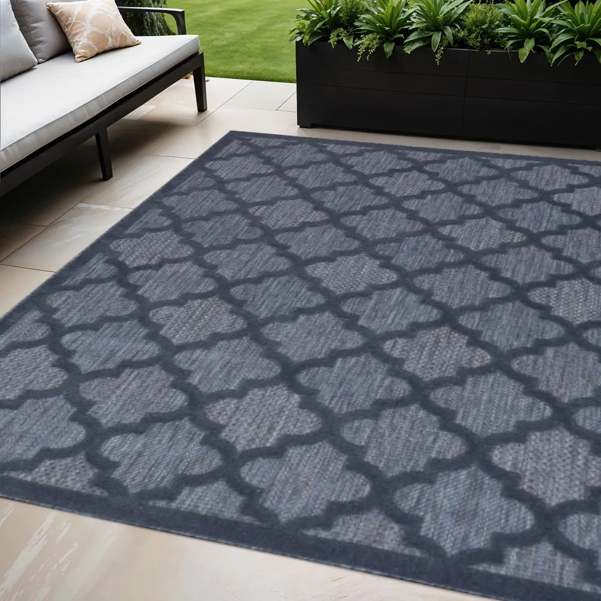 5' X 7' Blue Indoor Outdoor Area Rug Homeroots Outdoor