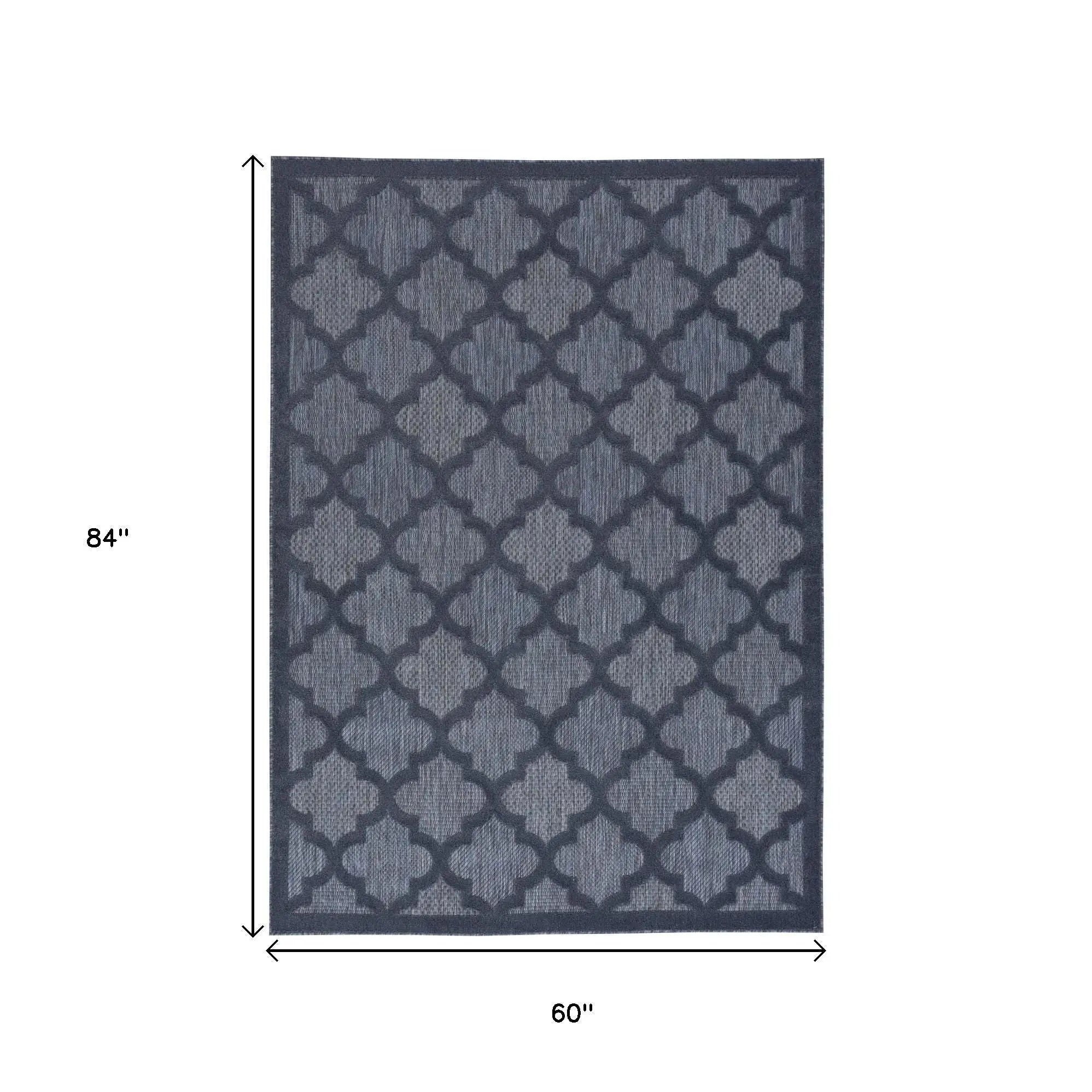 5' X 7' Blue Indoor Outdoor Area Rug Homeroots Outdoor
