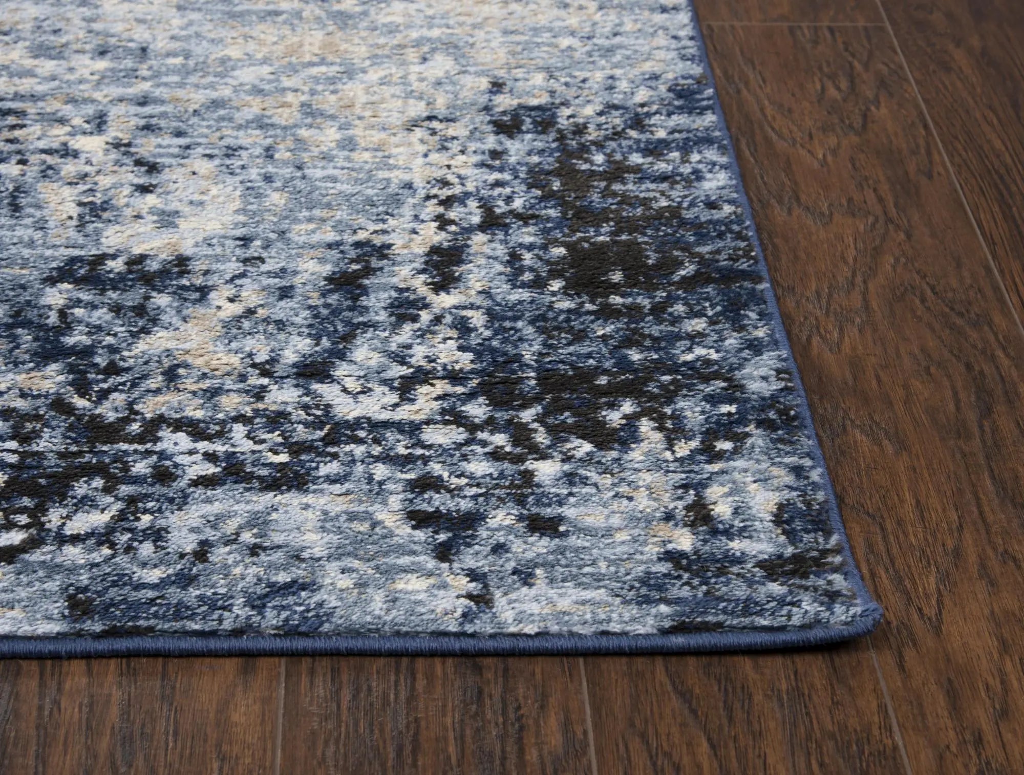 5' X 7' Blue Ivory Dark Blue And Black Abstract Area Rug Homeroots Home Decor