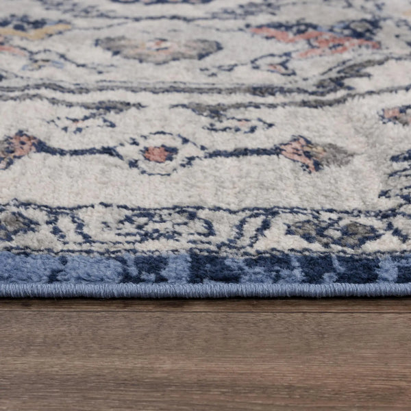 5' X 7' Blue Light Blue Pink Yellow Light Gray And Gray Medallion Area Rug Homeroots Home Decor